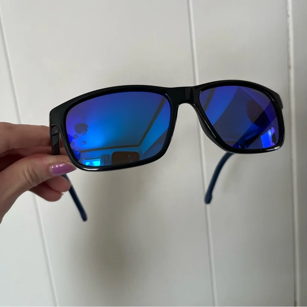 New Carrera 2047T/S Blue Black Sunglasses Lightweight Mirror Lens Rectangle NWOT - Picture 12 of 13
